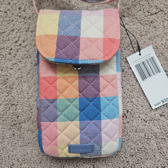Vera Bradley Handbags - Vera Bradley Carson Cellphone Crossbody bag  the Tropics Plaid Pastels NWT